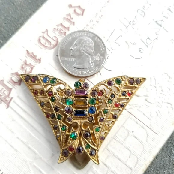 Relisted - Vintage Art Deco butterfly dress clip rhinestone - Picture 7 of 13